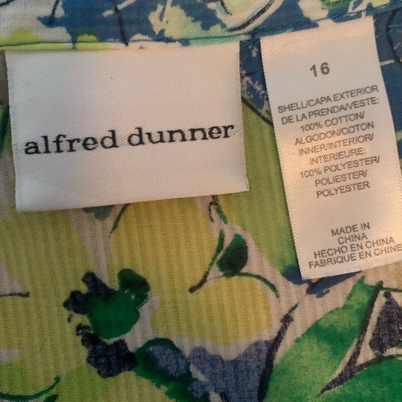Blue & Chartreuse Floral Alfred Dunner Blouse - Picture 3 of 3